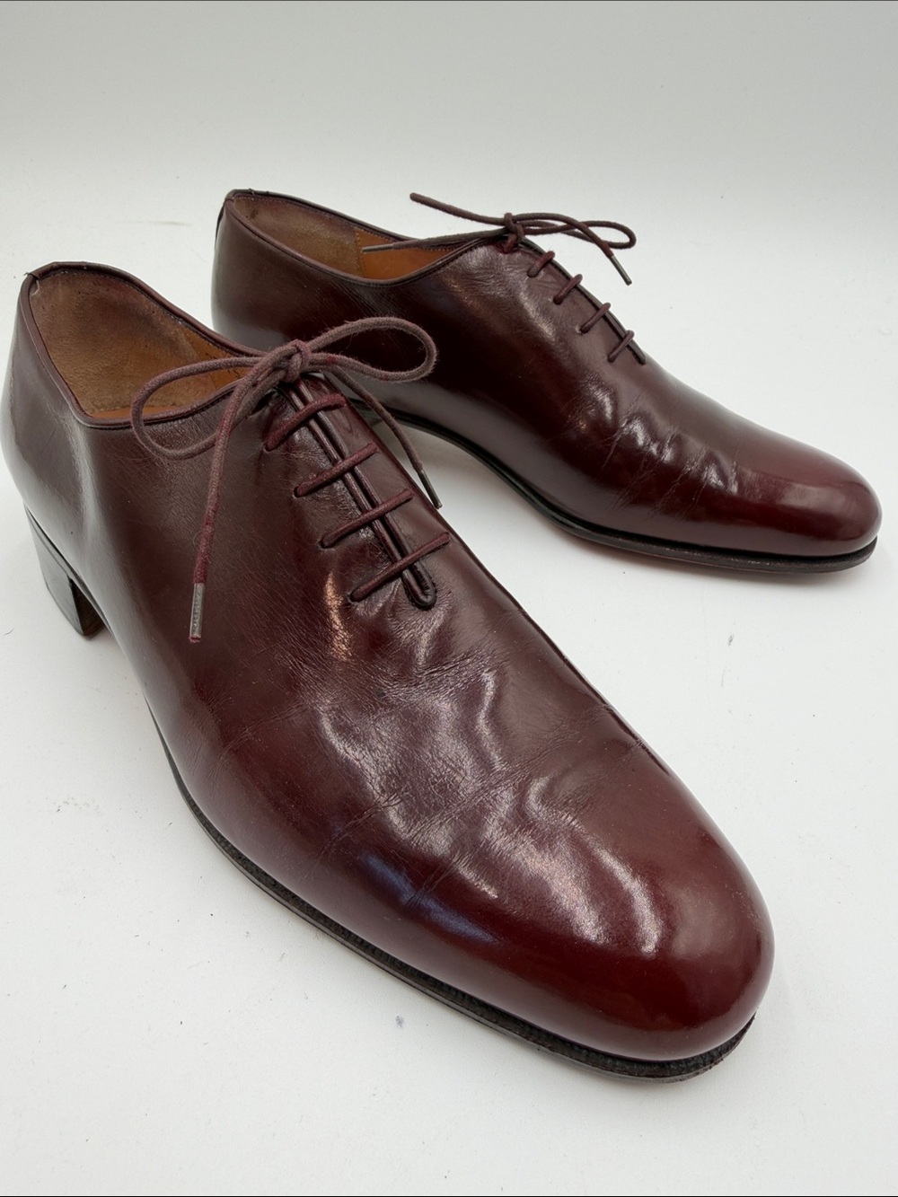 SALVATORE FERRAGAMO FIRENZE sz6.5 Wholecut Oxford Burgundy Leather ITALY Dress